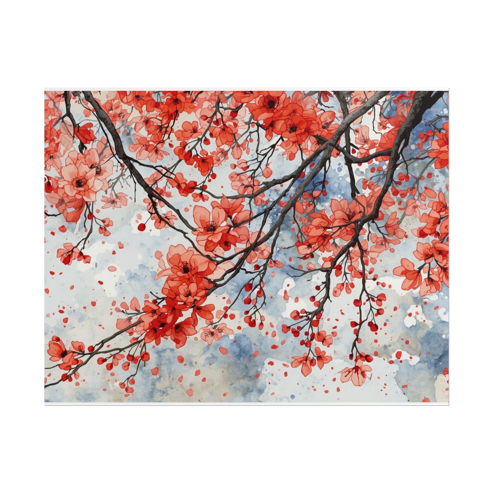 Blooming Cherry Blossom Rolled Poster Floral Wall Art - Rosetta Creative Boutique